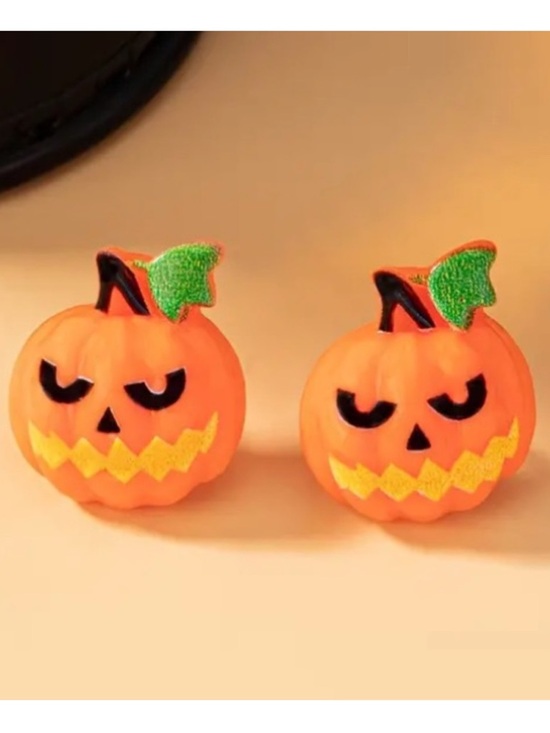 Jewelry - Spooky Pumpkin Jack o Lantern Halloween Stud Earrings